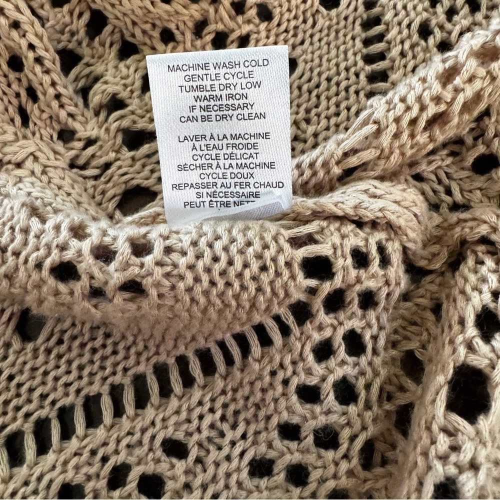 Chelsea & Theodore Open Knit Crochet Longline Open Front Duster Cardigan Sz S - Picture 8 of 10